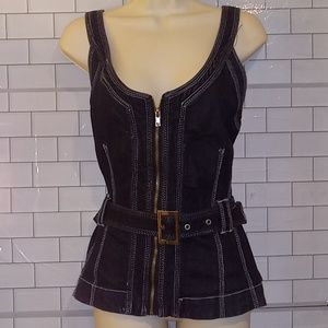 Denim top zip front belted 2x Ashley Stewart